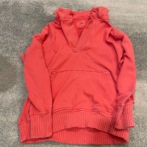 Aerie Down-To-Earth Henley Hoodie Coral size XS